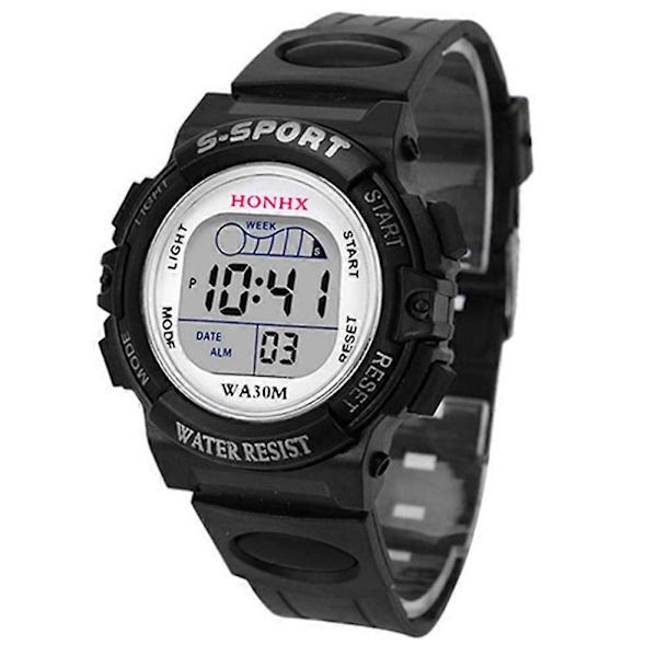 Mænds Studenter Mode Digital Multifunktionel Alarm Sports Armbåndsur Black