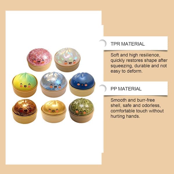 10 cm extra stor blinkande regnbågsdumpling stressavlastande sensorisk leksak med ångkokare, långsamt återfjädrande stressavlastande dumpling