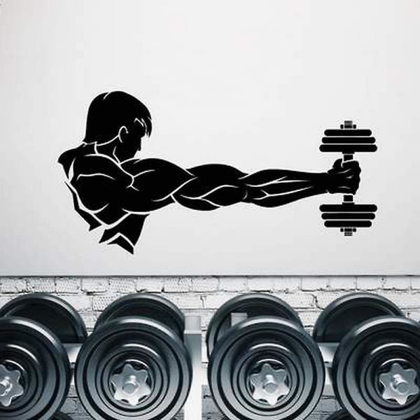Sportsman Hold Dumbbell Decal Gym Wall Decal Wall Sticker Gym Wall Art selvklebende Decal