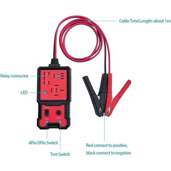 12V Bil Elektronisk Relæ Tester Batteri Checker med Clips Auto Relæ Diagnostisk Værktøj