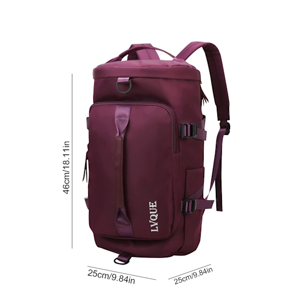Gymtaske til Kvinder Sportstaske Rejsetaske Weekender Overnight Taske med Skoafdeling purplish red