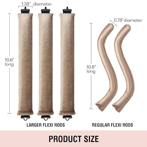 3 st Heatless Hårcurlers, Mjuka Sammets Tjocka Flexi-stavar Med Haken, Värmefri Hårcurlers Curlingstav Att Sova I, Övernattning Värmefria Lockar För Blowout L khaki