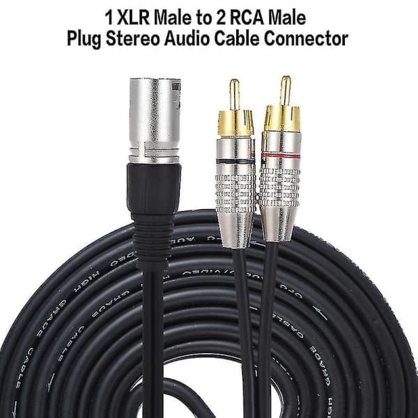 3m 1 XLR til 2 RCA han stereo lydkabel stik Y-splitter kabel