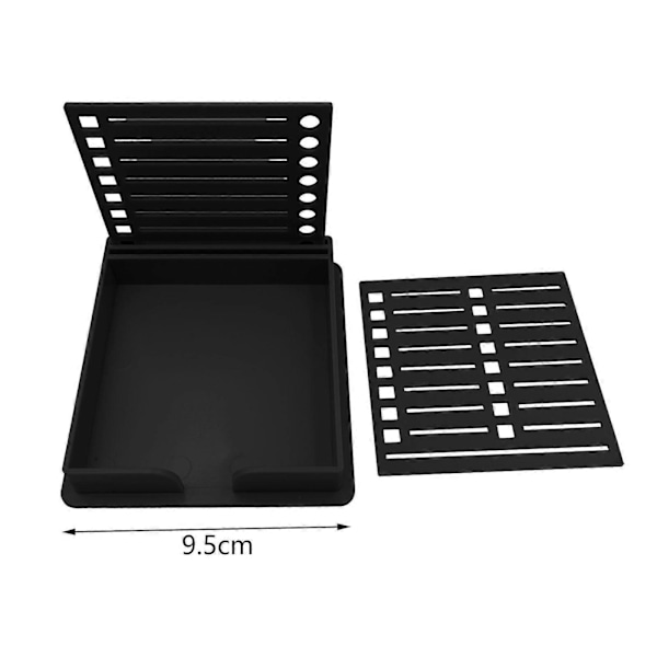 Hållare för självhäftande lappar med stencil, mall för självhäftande lappar för kontor, skrivbord, hem, svart Black 9.5cmx9.5cm
