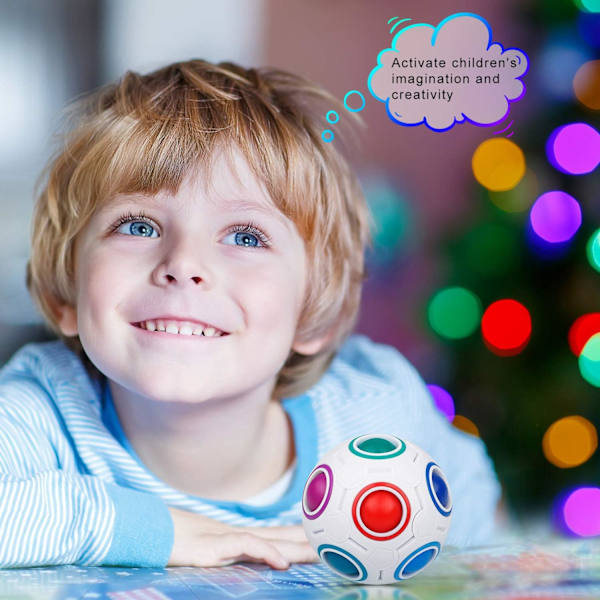 Magisk regnbågsboll, Fidget Ball Speed Cube Puzzle Ball Cube Brain Teasers Pedagogisk leksak Strumpfyllnad för barn och vuxna, Vit