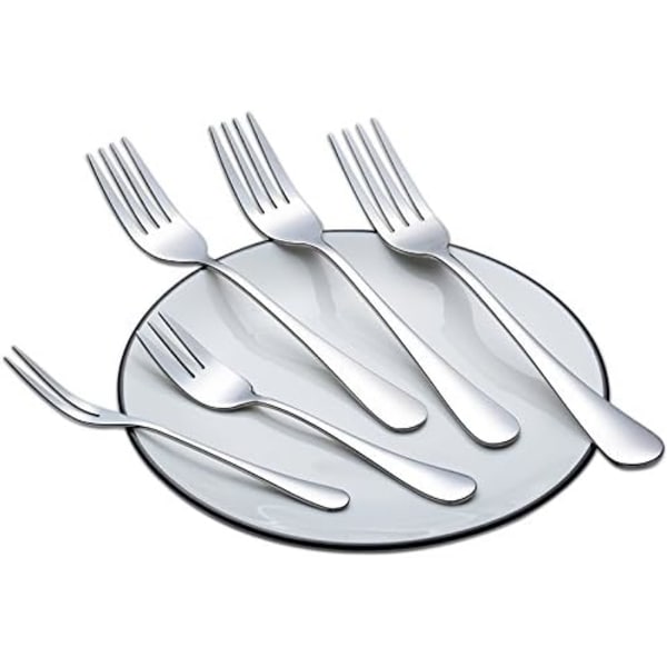 6-delt middagsgaffel sæt 4 tænder bordsgaffel bestik fladt bestik rustfrit stål spejlpolering 7-tommer 18cm
