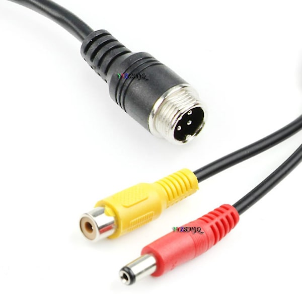 4-polig Aviation Han till RCA & DC-kontakt Hon CCTV-fordonskamera Adapterkabel Parking 3