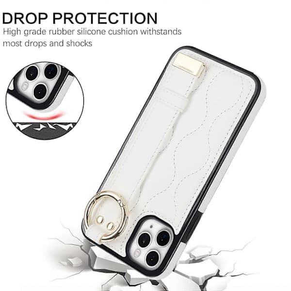 Fodral för iPhone 11 Pro Max Vågmönster Armband Ställ PU+TPU Telefonskal