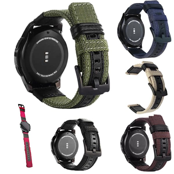 Stilfuld Nylon Urrem - Samsung Galaxy Watch S3 Grøn 20mm 2 cm 2