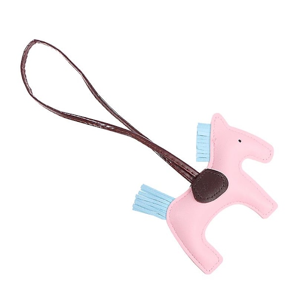 Käsintehty PU-nahkainen hevosen avaimenperä eläimen avaimenperä naisille laukku avaimenperä riipus Pink