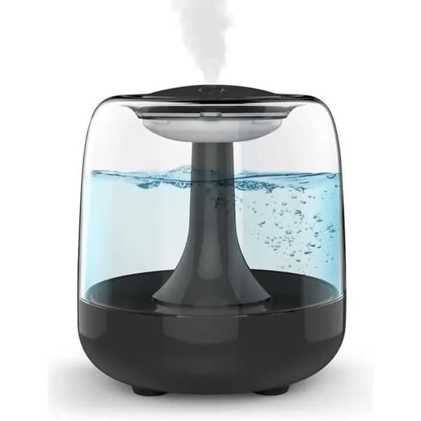 Mini luftfugter, USB ultralyds luftfugter 440ml med farverigt natlys, automatisk slukning, 2 tågetilstande (sort)