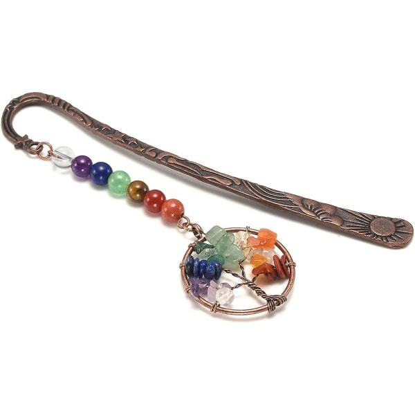 Kirjanmerkki Tree Of Life Chakra Metal Kirjanmerkkiriipus 7chakra Vintage Crystal Beads