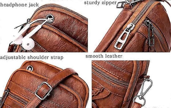 Dam Crossbody Telefonväska, Små Mjuka Läderhandväskor Axelväskor Dam Multifunktionell Påse Mini Messenger Väska