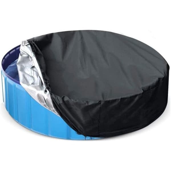 Hundebassengtrekk – rundt – UV-bestandig – sammenleggbart – 200x30 cm – svart