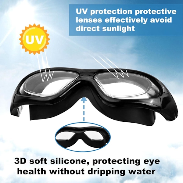 HD Stora Ram Goggles Simning Vuxen Justerbar Simning Dykning Goggles Anti-Dimma Vattentät Simning Goggles Set