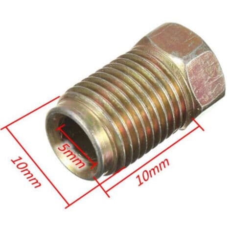 10 mm x 1 mm bromsrörsskruv, lämplig för 3/16\" 3/8\" UNFx 4tpi bromsrör