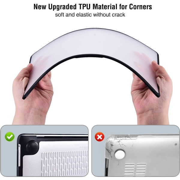 Etui kompatibel med Macbook Air 13 tommer M1 A2337 A2179 A1932, utgitt i 2021-2018,  frostet gjennomsiktig