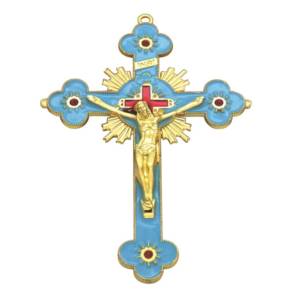 Metallkristallblommigt Korsfästelse för Kors Andlig Religiös Jesus Katolsk Välsignelse Tro Gåvor Bön Kyrka Dekor 1