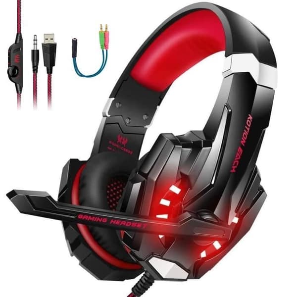 AUDBURN Støyreduserende Gaming Headset - ABURNUDREY - Rød - Surroundlyd - Støyreduserende Mikrofon - Kablet