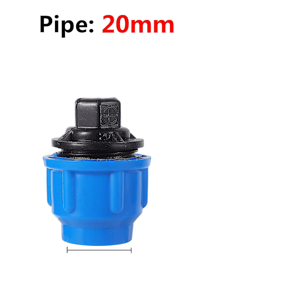 PE-rörkopplingar med innerdiameter 20 mm, T-koppling, armbåge, 4-vägs snabbkoppling, växthus, jordbruk, bevattning, vattenrörskopplingar - AU End cap