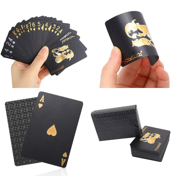 Muoviset pokerikortit vedenpitävät PVC vedenpitävät pelikortit mustat
