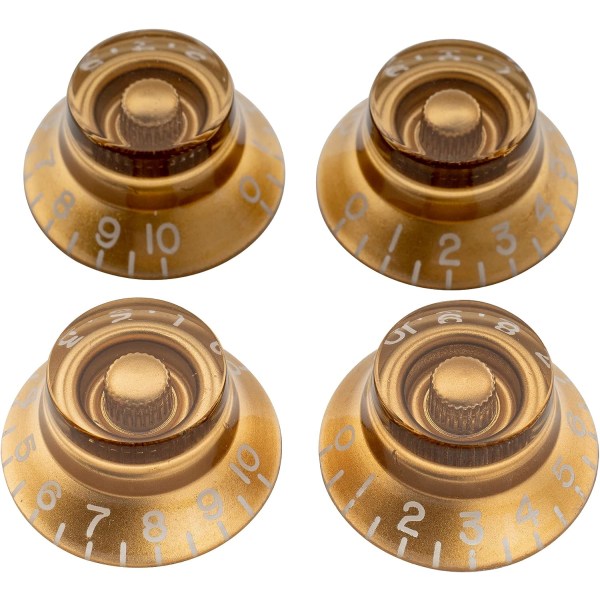 Pro Imperial Inch Size Bell Top Hat Knobs Kompatibla med USA Made Les Paul Style Elektrisk Gitarr, Guld (Set om 4)