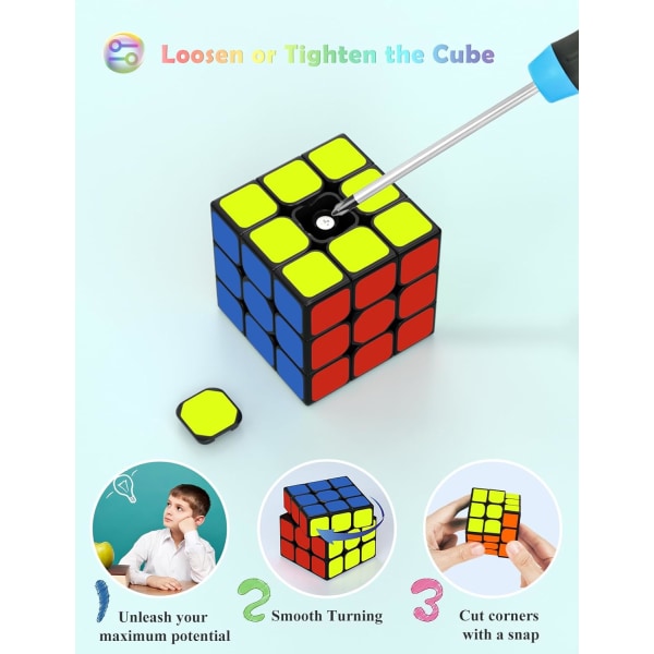 3X3 Speed ​​Cube, Qihang 3X3X3 Original Speed ​​Cube Super-hållbar klistermärke med levande färger (3x3x3)