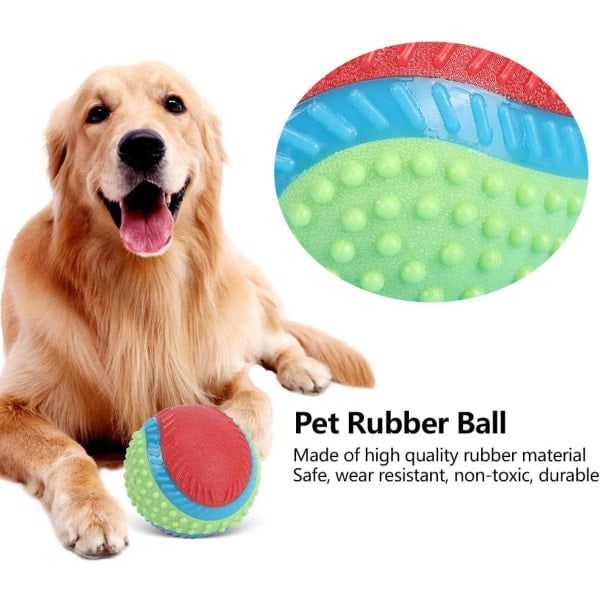 Hundleksak Boll, Giftfri Bitresistent Gummi Rengöring Tugga Boll Träning Leksak Boll för Stora/Mellanstora/Små Hundar