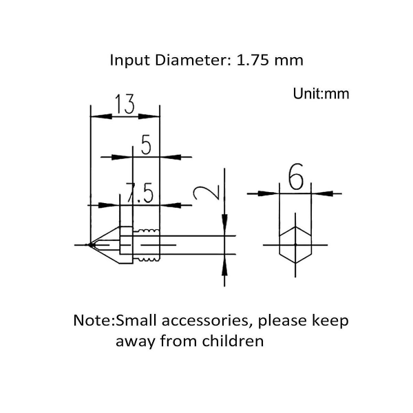3D-tulostimen suuttimet + itsetyökalut Mk8:lle 0,2 mm 0,3 mm 0,4 mm 0,5 mm 0,6 mm 0,8 mm 1,0 suutintyökalu 3d P:lle