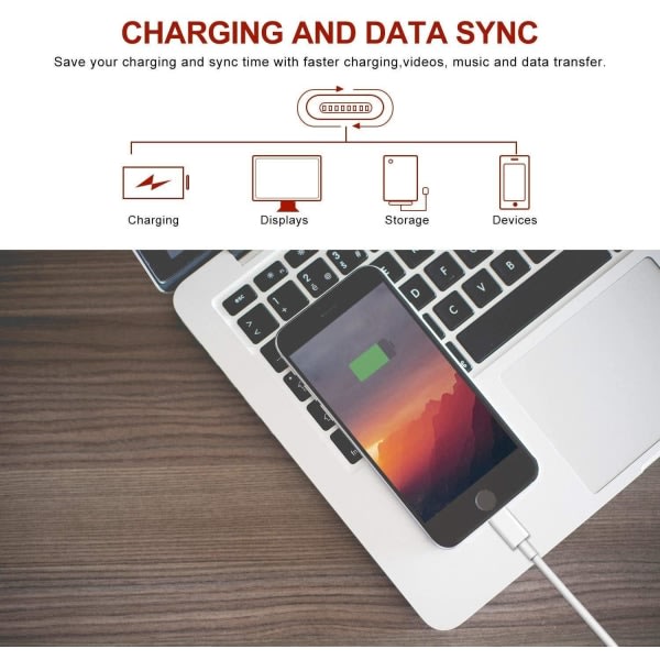 5X Lightning USB kabel till Apple för din iPhone, iPad 1m Vit