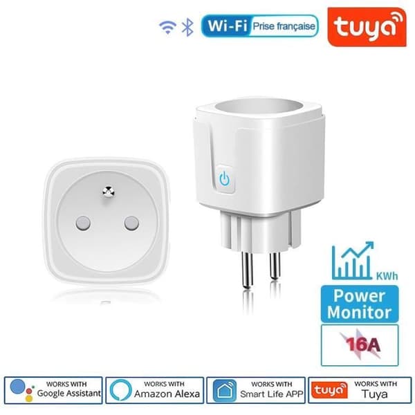 Prise Smart WiFi-stik + Bluetooth 16A 3520W kompatibel med Alexa, Google Home stemmestyring