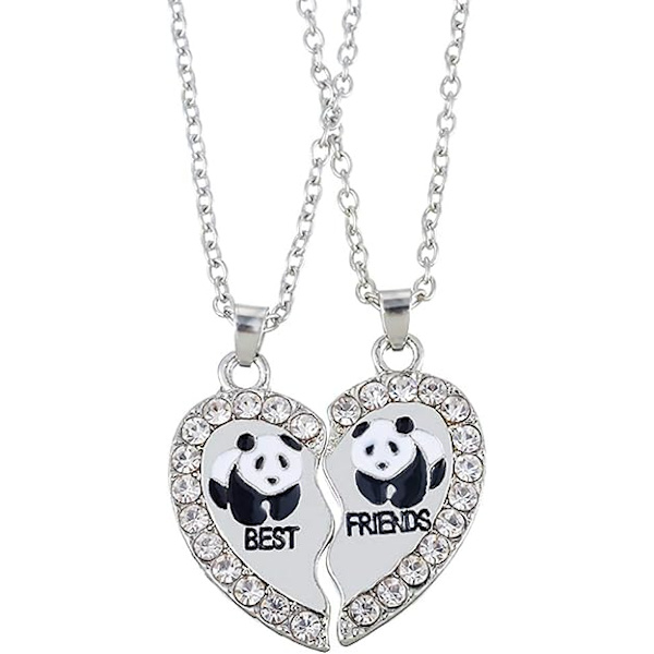 2 kpl Parhaat ystävät Split Heart Kaulakoru Ystävyys Kaulakoru Breaking Couple Puzzle Pandas Parhaat ystävät naiselle
