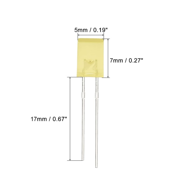 2x5x7mm x LED-lyspære, 150 stk. Rektangulær lysdiode til elektronisk komponentindikator, gul