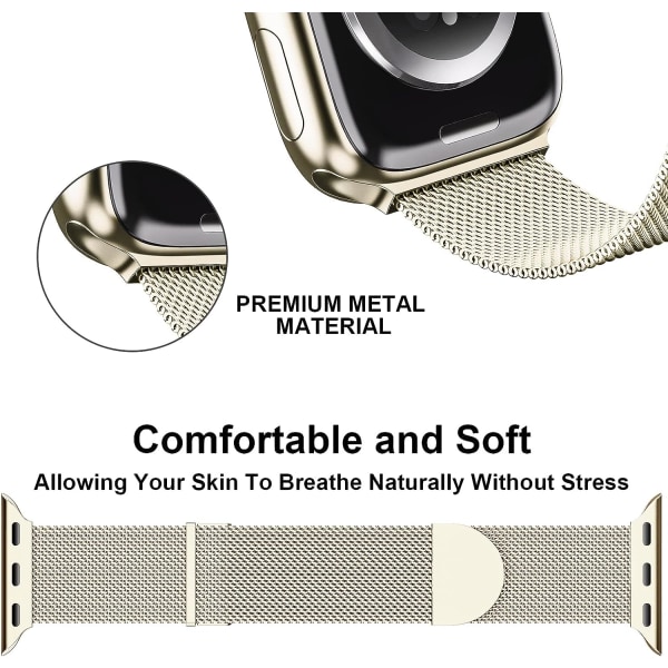 Rem kompatibel med Apple Watch-remme 44 mm 45 mm 42 mm til kvinder og mænd, dobbelt magnetisk justerbart bånd til iWatch Series 8 SE 7 6 5 4 3 2 1