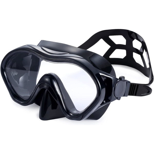 Dykmask, snorkelmask för vuxna, halvmask för dykning, simglasögon med stöttålig lins mot imma, vattentät silikon cover