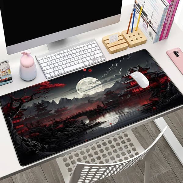 Stor XXL Gaming Musematte - 900 x 400 mm - Gamer Musematte med sydde kanter - Skrivebordsmatte