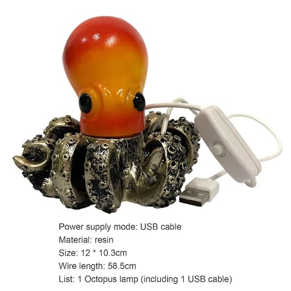 Retro Bordlampe i Resin med Blæksprutte