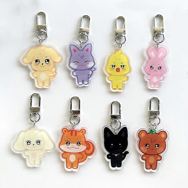 10CM Pop-up Store Dockdocka Nyckelring ANITEEZ Cartoon Söt Plysch Hänge Nyckelring Väska Tillbehör Kpop Yunho Yeosang Fans Presenter keychain 8pcs