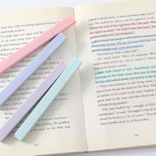 Sæt med 12 assorterede pastel-overstregningstuscher - Hurtigtørrende, bløder ikke igennem - Perfekt til studier og gaver til piger - 12 farver