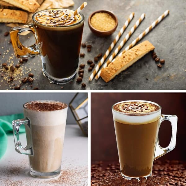 Stora Latteglas Kaffekoppar - 375ml (12.6 oz) - Presentförpackning med 2 Latteglas