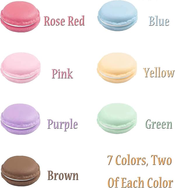 14 stk. Mini Macarons Kunstig Macaron Simulation til Fotograferingstilbehør, Bageriudstilling - 7 Farver