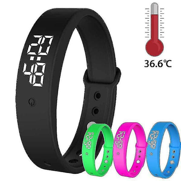 Högkvalitativt Armband Vibrationslarm Temperaturövervakning Noggrann Display Smart Rem Påminnelseklocka Grön