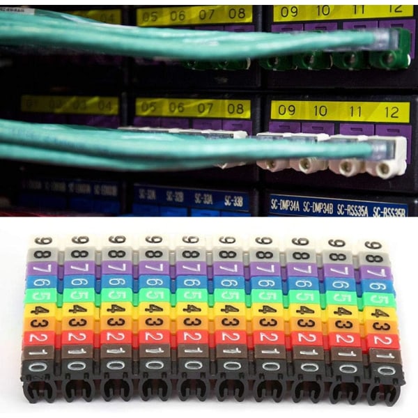 Nummer 0–9 Kabelmarkører Digitalt nummer Tube Wire Number Label Tube Farverig kabelmarkør Kabelmarkører Farverig markør (2,5 mm²)