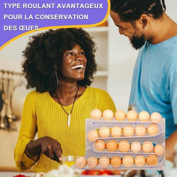 Äggdispenseringssystem med 4 nivåer. Kapacitet 30 ägg, optimerad kylskåpsorganisation. Slitstarkt material.