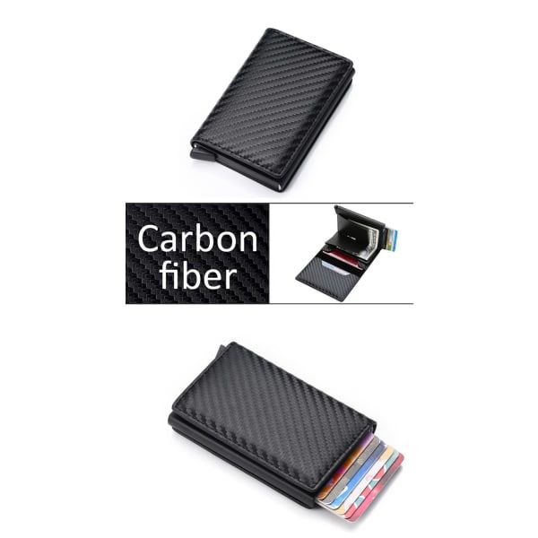 Pung med Airtag-holder Carbon RFID-kortholder 5 kort Sort one size