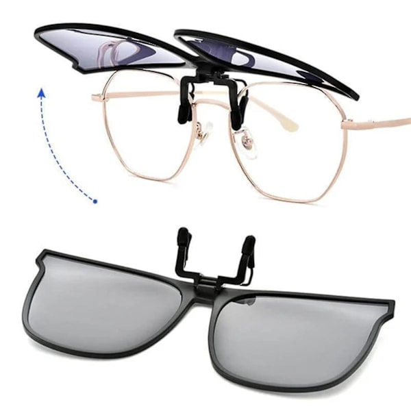 Polariserte Clip-on Flip Up Solbriller Uv400 Linser Reversible Polariserte Clip Black Gray