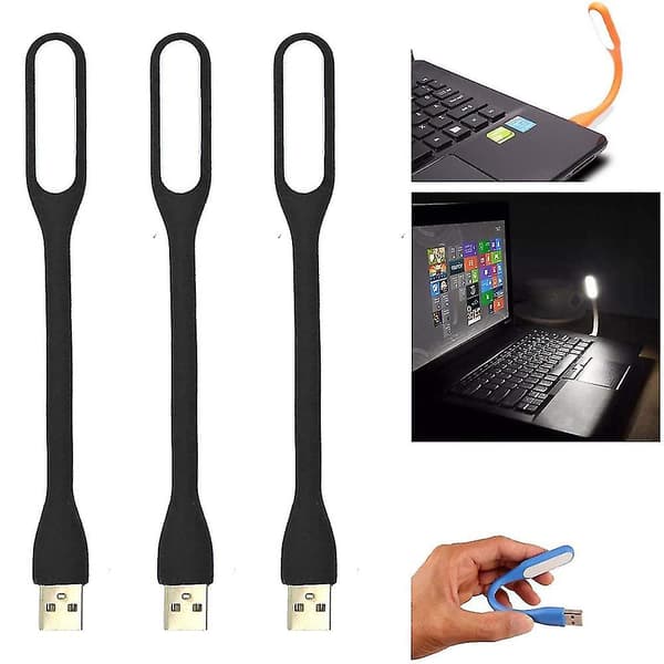3-pakning Mini USB LED-lys, USB-lys for tastatur, fleksibelt leselys
