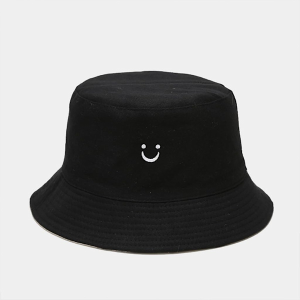 1 stk. Pigers drenge broderede smilende ansigt spand hat børn reversible sol hat foldbar strand hatte udendørs kasketter til 2-8 år 3