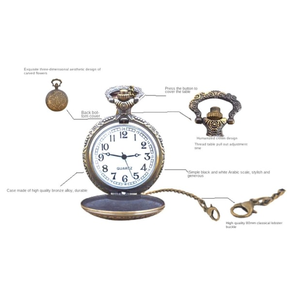 Steampunk vintage -tyylinen watch ketjulla 4
