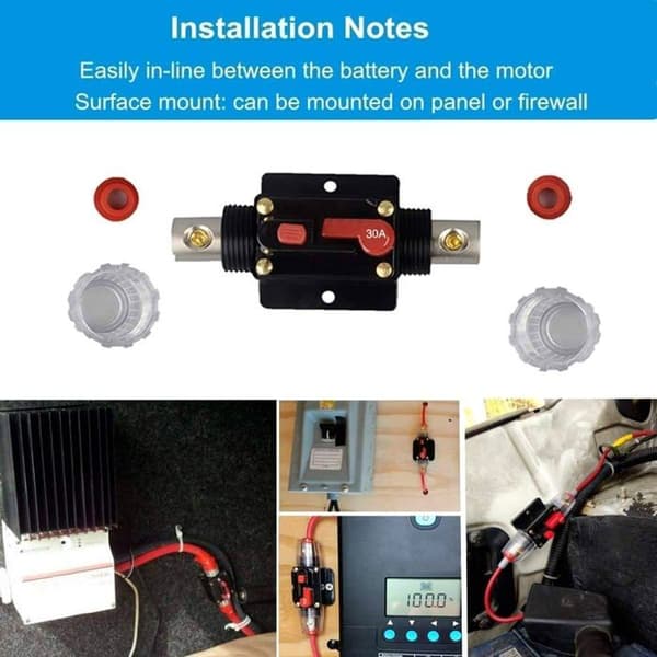 2 STK Afbryder Nulstil Sikring, 12V-24V DC 30A med Manuel Nulstilling til Beskyttelse af Lydsystem